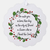 Christelijke kerst Bijbeltekst sticker Bijbeltekst Ornament Kaart (Achterkant)