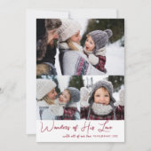 Christelijke kerst drie foto familie feestdagenkaart (Voorkant)