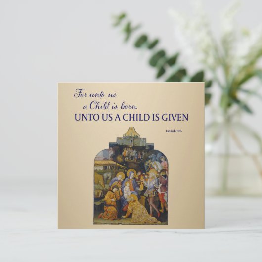 Christelijke kerst Een kind wordt ons gegeven Feestdagenkaart (Staand voorkant)