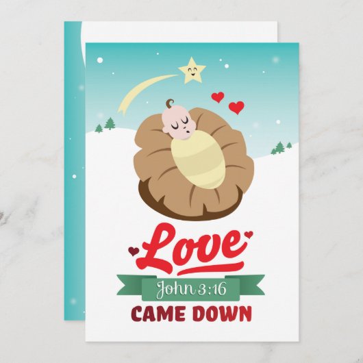 Christelijke Kerst Johannes 3:16 De liefde is neer Feestdagenkaart (Voorkant / Achterkant)