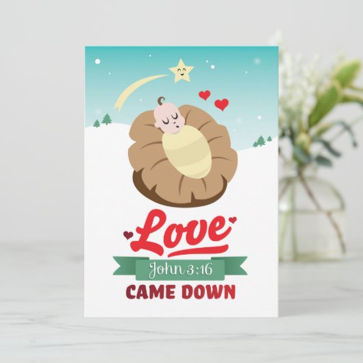 Christelijke Kerst Johannes 3:16 De liefde is neer Feestdagenkaart (Staand voorkant)