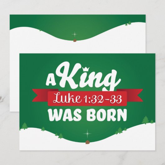 Christelijke Kerst Kaart Schrift Een Koning werd g (Voorkant / Achterkant)