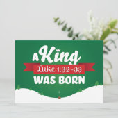 Christelijke Kerst Kaart Schrift Een Koning werd g (Staand voorkant)