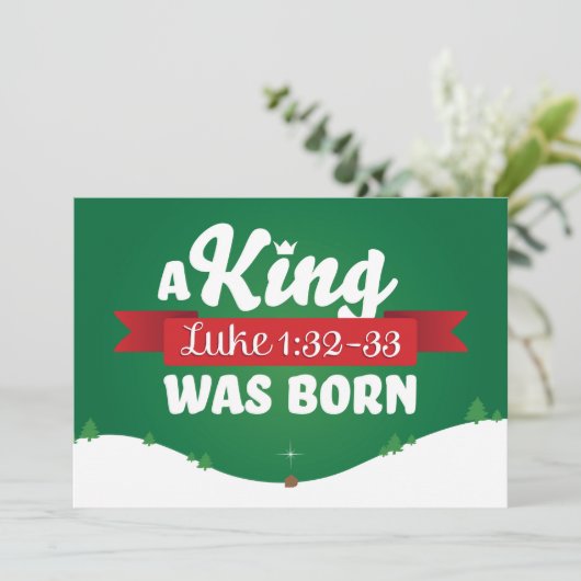 Christelijke Kerst Kaart Schrift Een Koning werd g (Staand voorkant)