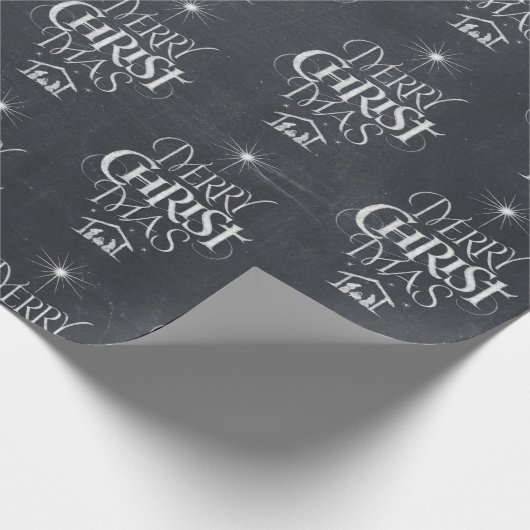 Christelijke kerst-kerstkalligrafie cadeaupapier (Hoek)