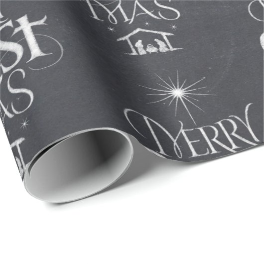 Christelijke kerst-kerstkalligrafie cadeaupapier (Rol Hoek)