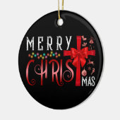 Christelijke kerst met vrolijk kerstkruis keramisch ornament (Links)