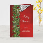 Christelijke kerst, Muzieknoten, rood, pine tak Kaart (Gele Bloem)