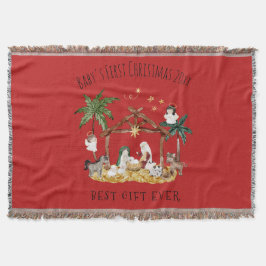 Christelijke Kerst Waterverf Geboorte Rood Deken