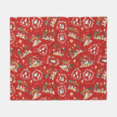 Christelijke Kerst Waterverf Geboorte Rood Fleece Deken (Voorkant (Horizontaal))
