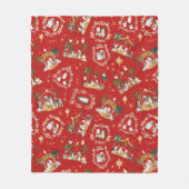 Christelijke Kerst Waterverf Geboorte Rood Fleece Deken (Voorkant)