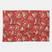 Christelijke Kerst Waterverf Geboorte Rood Theedoek (Horizontaal)