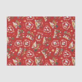 Christelijke Kerst Waterverf Geboorte Rood Tissuepapier