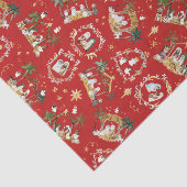 Christelijke Kerst Waterverf Geboorte Rood Tissuepapier (Detail)