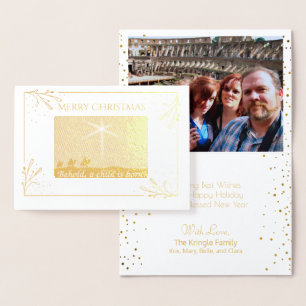 Christelijke Kerst Wise Mannen Elegant Gouden Foto Folie Kaarten