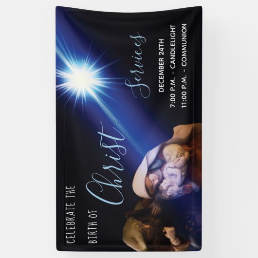 Christelijke kerstavond dienst spandoek (Verticaal)