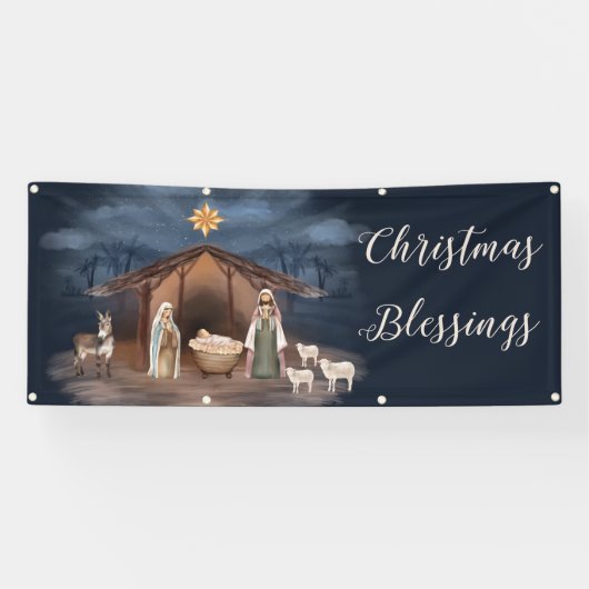Christelijke kerstbanner spandoek (Horizontaal)