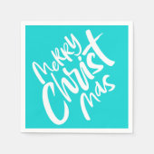 Christelijke kerstbelettering Blauwgroen blauw Servet (Voorkant)