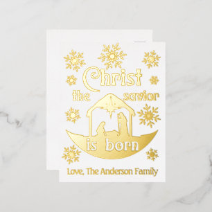 Christelijke kerstbevruchting Christelijke redder  Folie Feestdagen Briefkaart