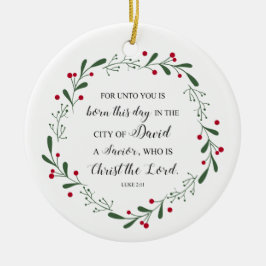 Christelijke kerstbijbel Verse Jesus Savior Luke Keramisch Ornament