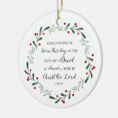 Christelijke kerstbijbel Verse Jesus Savior Luke Keramisch Ornament (Links)