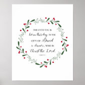 Christelijke kerstbijbel Verse Jesus Savior Luke Poster (Voorkant)