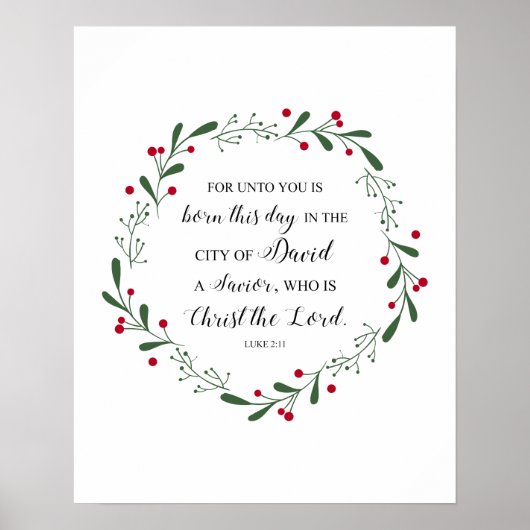 Christelijke kerstbijbel Verse Jesus Savior Luke Poster (Voorkant)