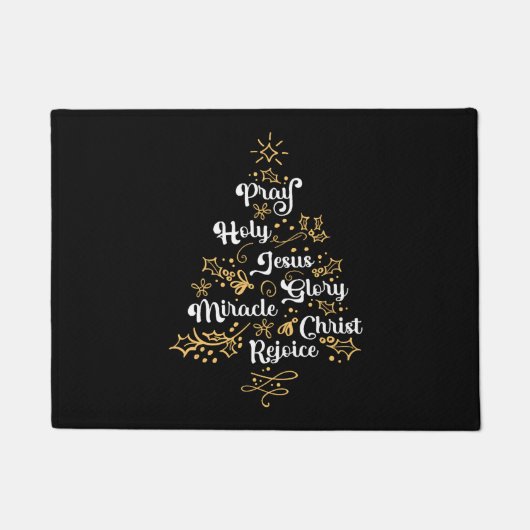 Christelijke kerstboom familie vakantie kerk deurmat (Voorkant)