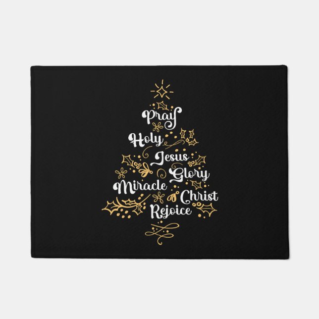 Christelijke kerstboom familie vakantie kerk deurmat (Voorkant)