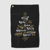 Christelijke kerstboom familie vakantie kerk golfhanddoek (Voorkant)