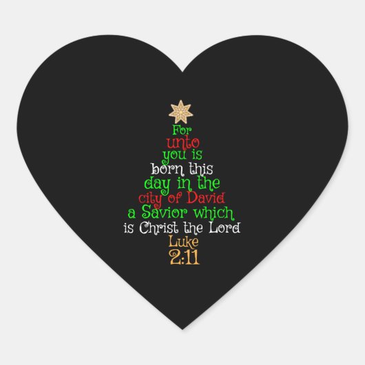 Christelijke kerstboomShirten Hart Sticker (Voorkant)