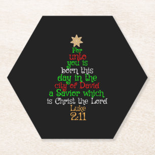Christelijke kerstboomShirten Kartonnen Onderzetters