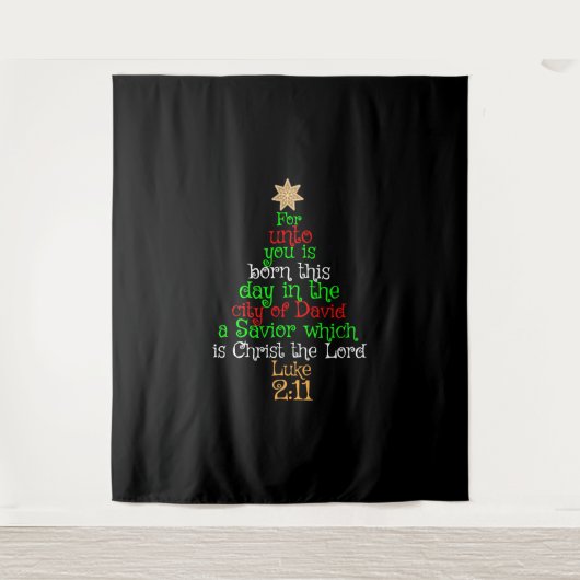 Christelijke kerstboomShirten Wandkleed (Voorkant)