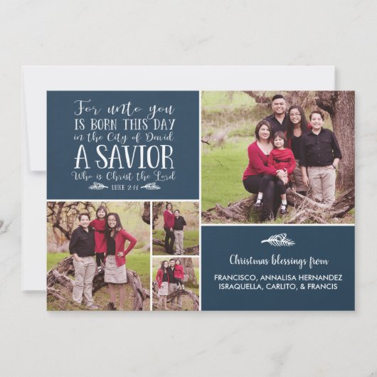 Christelijke kerstcollage Luke 2 Holiday Foto Feestdagenkaart (Voorkant)