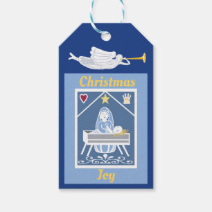 Christelijke kerstfeest met kerst cadeaulabel