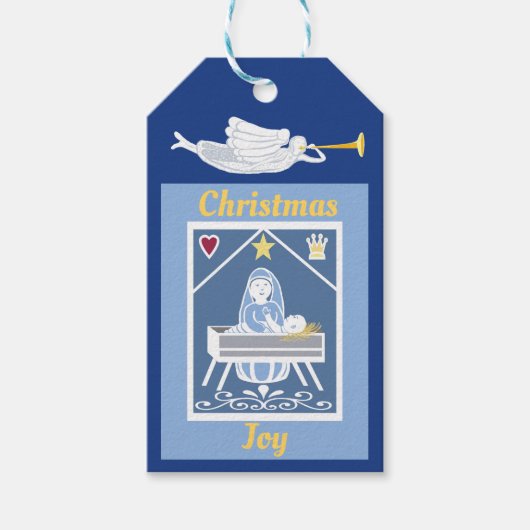Christelijke kerstfeest met kerst cadeaulabel (Voorkant)