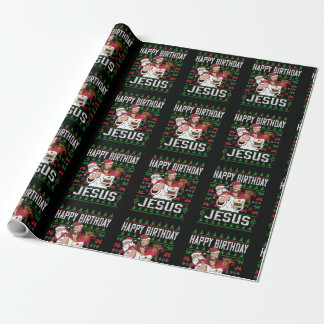 Christelijke kerstfeestdag (BIRTHDAY JESUS Family  Cadeaupapier