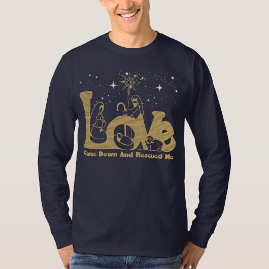 Christelijke kerstfeestelijke scène Gold T-shirt (Voorkant)