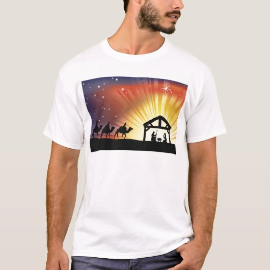 Christelijke kerstfeestscène t-shirt (Voorkant)