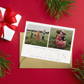 Christelijke kerstfotokaart - Folie Black Rejoice Uitnodiging