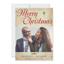 Christelijke kerstfotokaart, scripts op achterzijd