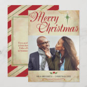 Christelijke kerstfotokaart, scripts op achterzijd feestdagenkaart (Voorkant / Achterkant)