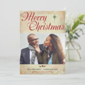 Christelijke kerstfotokaart, scripts op achterzijd feestdagenkaart (Staand voorkant)