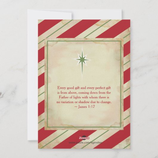 Christelijke kerstfotokaart, scripts op achterzijd feestdagenkaart (Achterkant)