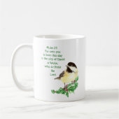 Christelijke Kerstgeschriften Chickadee Bird Art Koffiemok (Links)
