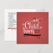 Christelijke kerstkaart een kind geboren is (Voorkant / Achterkant)