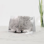 Christelijke kerstkaart winterbomen, bevroren feestdagen kaart (Voorkant)