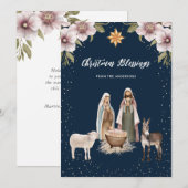 Christelijke kerstkaarten voor de nativiteitsscène feestdagenkaart (Voorkant / Achterkant)