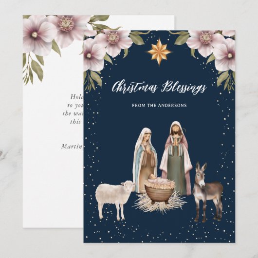 Christelijke kerstkaarten voor de nativiteitsscène feestdagenkaart (Voorkant / Achterkant)