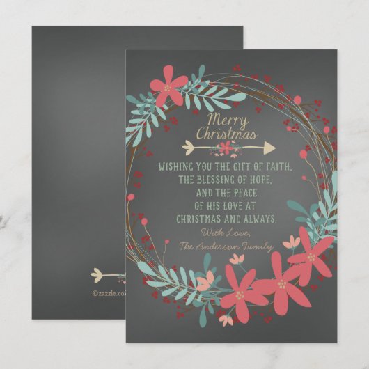 Christelijke kerstkaartje voor Roustisch Chalkboar Feestdagenkaart (Voorkant / Achterkant)